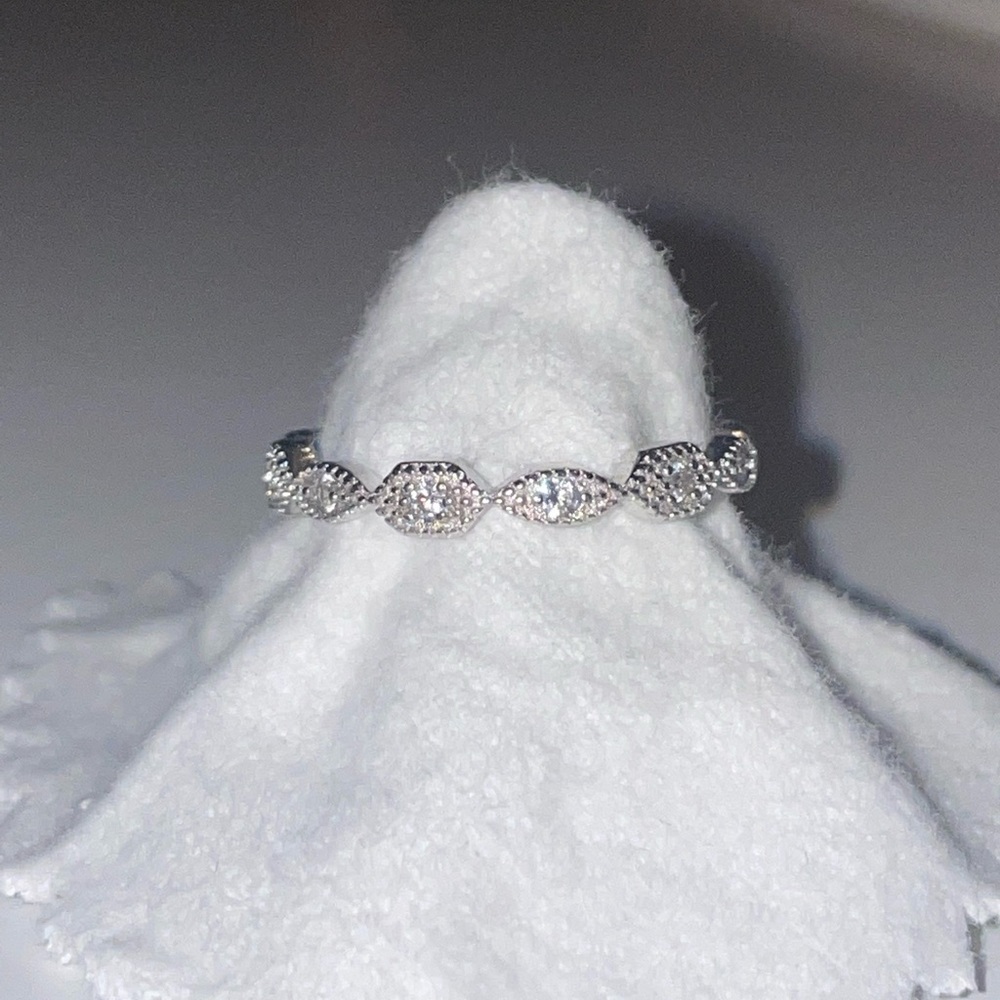 Sterling Silver Stackable Eternity Band With Czs … - image 2